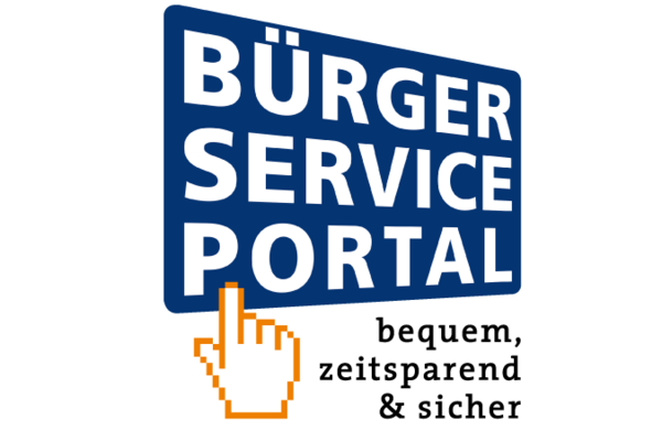 Bild vergrößern: Logo Bürgerservice-Portal mit Text: bequem, zeitsparend und sicher