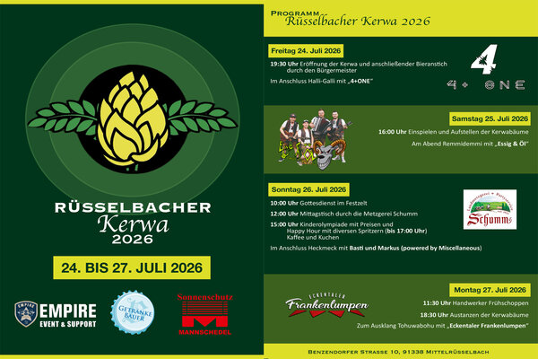 Bild vergr&ouml;&szlig;ern: Programm Kerwa R&uuml;sselbach 2026