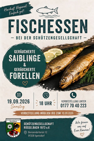 Bild vergr&ouml;&szlig;ern: Plakat Fischessen Sch&uuml;tzengesellschaft R&uuml;sselbach